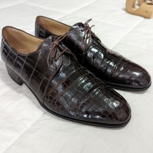 Men's Mahogany Crocodile Derby Shoes by Neiman Marcus